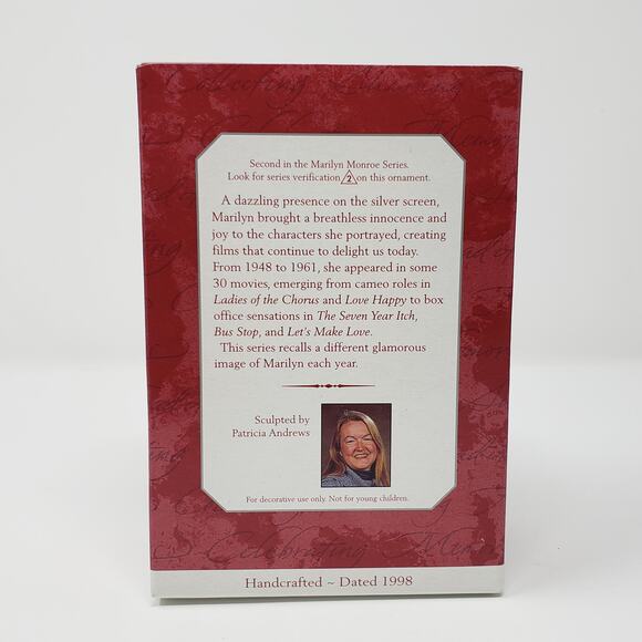 1998 Hallmark Marilyn Monroe #2 Handcrafted Keepsake Holiday Christmas Ornament - Picture 2 of 10